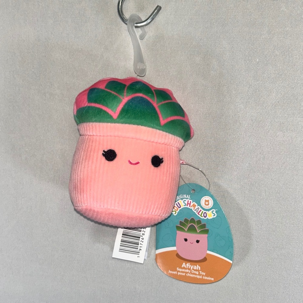 Squishmallows Afiyah Squeaky Dog Toy Plush Succulent Pink NWT 4in Single